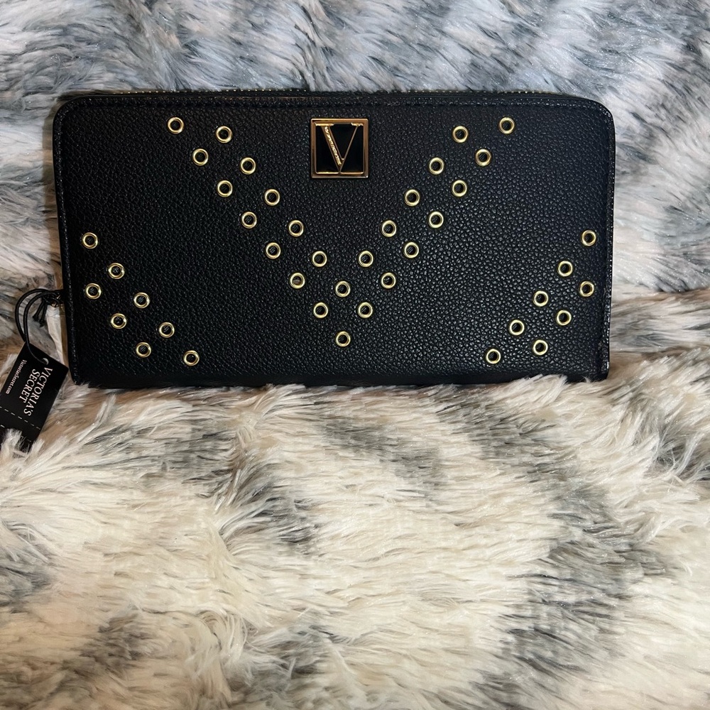 Victoria's Secret Black Wallet with Gold Accents
